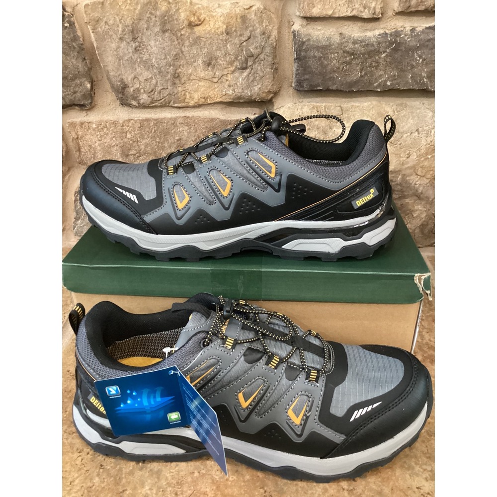 Highland Creek Trailbound Men Waterproof Hiking Shoes Grey Black Yellow 10.5 NEW